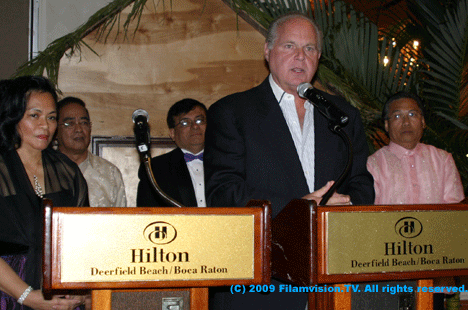 Rush Limbaugh surprise guest at Filam charity ball